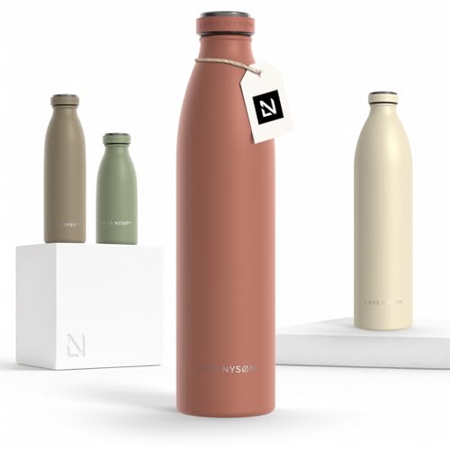 LARS NYSØM Edelstahl Trinkflasche 350ml, 500ml, 750ml, 1L, 1 5 liter | Thermosflasche Kohlensäure geeignet | Auslaufsichere Wasserflasche für Sport, Outdoor, Schule (Brick Red, 1000ml) von LARS NYSØM