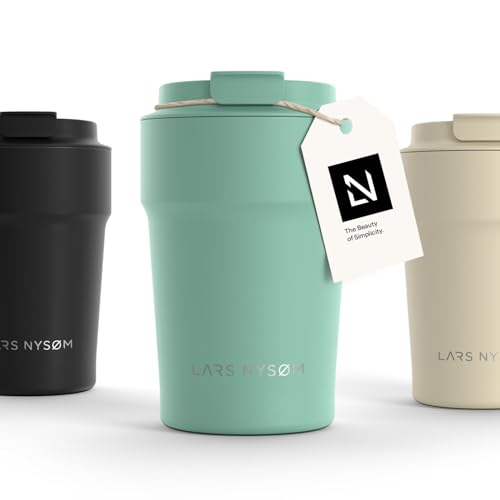 LARS NYSØM Thermo Kaffeebecher to go 380ml | Travel Mug 0,38 Liter mit Isolierung | Auslaufsicherer Edelstahl Thermobecher für Kaffee und Tee unterwegs | Teebecher (Aqua Turquoise, 380ml) von LARS NYSØM