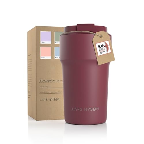 LARS NYSØM Thermo Kaffeebecher-to-go 500ml | BPA-freier Travel Mug 0.5 Liter mit Isolierung | Auslaufsicherer Edelstahl Thermobecher für Kaffee und Tee unterwegs | Teebecher (Berry, 500ml) von LARS NYSØM