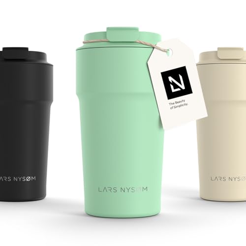 LARS NYSØM Thermo Kaffeebecher to go 500ml | Travel Mug 0,5 Liter mit Isolierung | Auslaufsicherer Edelstahl Thermobecher für Kaffee und Tee unterwegs | Teebecher (Mint Green, 500ml) von LARS NYSØM