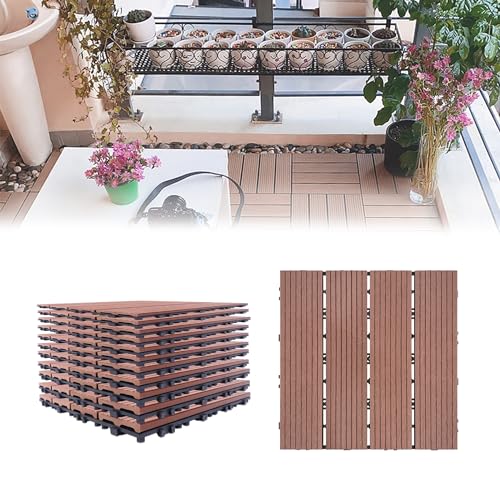 LARS360 11 Stück WPC Terrassenfliesen 30 cm x 30 cm, Balkonfliesen, Stecksystem, Klickfliesen mit Drainage, Zuschneidbar, für Garten/Balkon/Terrasse, Braun LARS360 11 Stück WPC Terrassenfliesen 30 cm x 30 cm, Balkonfliesen, Stecksystem, Klickfliesen mit Drainage, Zuschneidbar, für Garten/Balkon/Terrasse, Braun von LARS360
