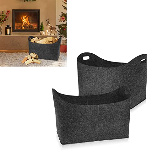 LARS360 2 Stück Kaminholz Filz Tasche, Kaminholz Filz Korb mit Verstärktem Griff, Aufbewahrungs Filz Tasche zur Aufbewahrung, 55 x 30 x 40 cm Filz Brennholz Tasche, Dunkelgrau LARS360 2 Stück Kaminholz Filz Tasche, Kaminholz Filz Korb mit Verstärktem Griff, Aufbewahrungs Filz Tasche zur Aufbewahrung, 55 x 30 x 40 cm Filz Brennholz Tasche, Dunkelgrau von LARS360