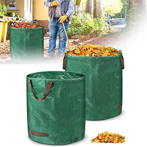 LARS360 2X Gartensack Laubsack Gartenabfallsack Laubsack 272L mit Griffe Grünschnittsäcke faltbar Reißfest Anti-UV Wasserdicht Abfallsack für Gartenabfälle von LARS360