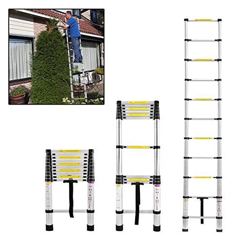 LARS360 3.2M Teleskopleiter Multifunktionsleiter Ausziehleiter Anlegeleiter Mehrzweckleiter Ausziehbare Leiter 11 Stufe Stehleiter aus Hochwertigem Aluminium Belastbarkeit 150KG von LARS360