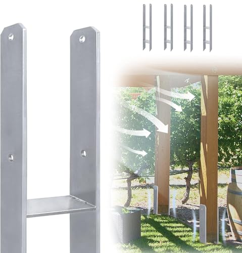 LARS360 4 Stück H-Pfostenträger H-Anker Pfostenanker Set in Stahl Ausführung 121x600mm, Materialstärke von LARS360