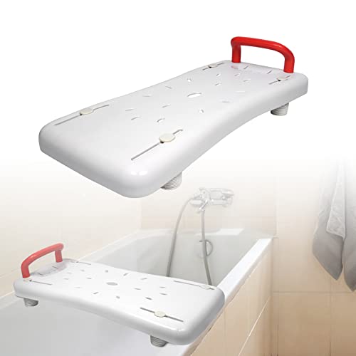 LARS360 Badewannenbrett Badewannensitz Senioren Erwachsene Einstellbar Wannenbrett zum Sitzen Brett für Badewanne Sitzbrett Stuhl für Badezimmer Max 150 kg mit Griff, LARS-(HAG1337R), Weiß von LARS360