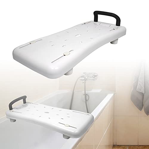 LARS360 Badewannenbrett Badewannensitz Senioren Erwachsene Einstellbar Wannenbrett zum Sitzen Brett für Badewanne Sitzbrett Stuhl für Badezimmer Max 150 kg mit Griff, LARS-(HAG1336B), Weiß von LARS360