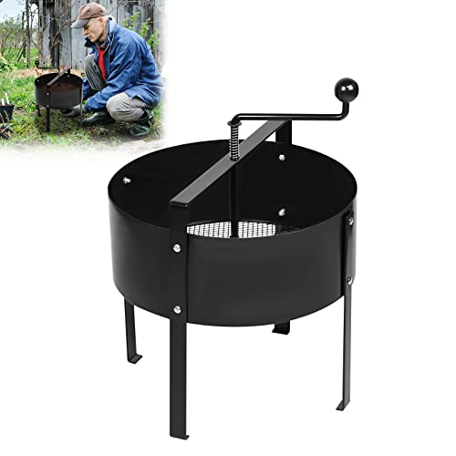 LARS360 Drehbarer Bodensieb, Ø 40 cm Schmutz Kompost Sieb, Gartensieb Bodensieb, Manueller Rotierender Bodensichter für die Gartenarbeit (Schwarz) von LARS360