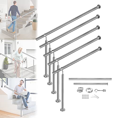 LARS360 Edelstahl Handlauf Eingangsgeländer Geländer Treppengeländer Rostfrei Wandhandlauf Wandhalter Wand Treppe für Drinnen Draußen Treppen Balkon Brüstung - Höhe: 90cm Längen: 80cm von LARS360