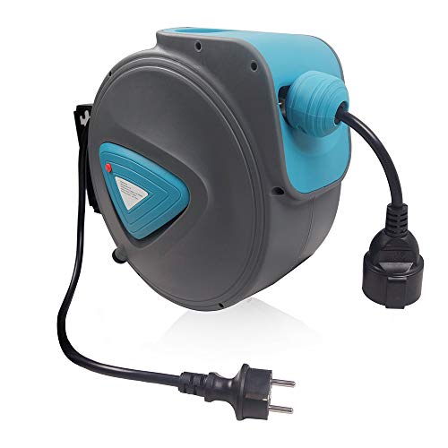 LARS360 Hochwertiger Automatischer Kabelaufroller 20 m Kabelaufroller mit Kabel um 180° schwenkbare Wandhalterung Langlebiger Kabelaufroller von LARS360
