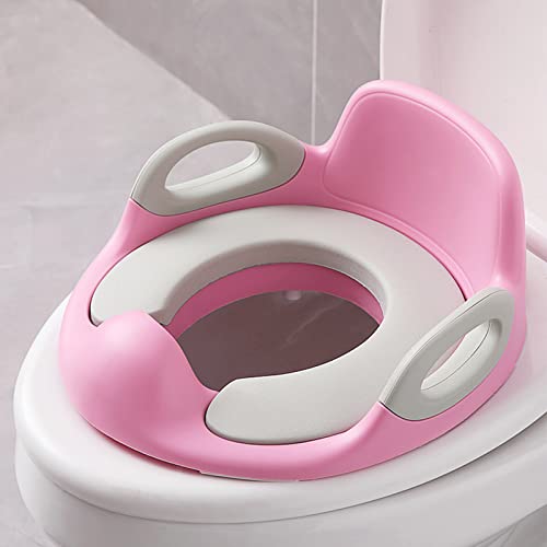 LARS360 Kinder Toilettensitz WC Aufsatz für 12 Monate bis 7 Jahre - Baby Sitz Anti-Rutsch Polster Kloaufsatz - Griff und Spritzschutz Toilettentrainer (Rosa) von LARS360
