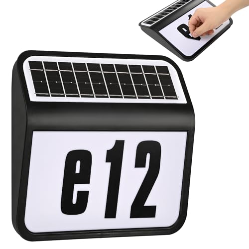 LARS360 LED Solar Hausnummer Edelstahl Solarlampe Außen Wandleuchte Hausnummernleuchte Beleuchtet 2 LED mit Dämmerungsschalter IP65 (Schwarz) von LARS360