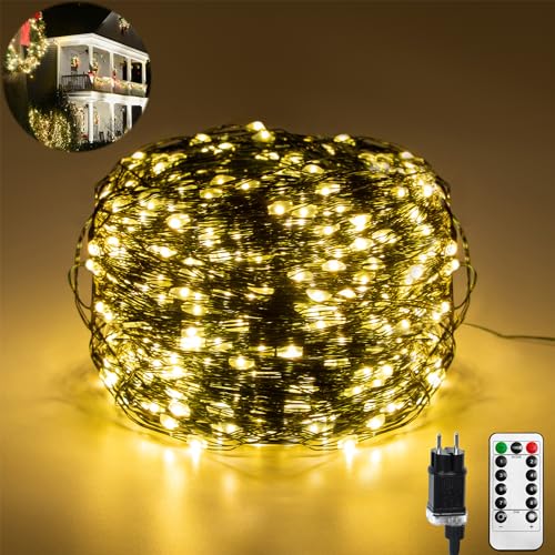 LARS360 Lichterkette aus Kupferdraht, Drahtlichterkette 100M 1000 LEDs mit Fernbedienung Timer, Lichterkette Innen Lichterkette Außen, 8 Modi IP44 Wasserdicht für Weihnachtsdeko Innen, Warmweiß LARS360 Lichterkette aus Kupferdraht, Drahtlichterkette 100M 1000 LEDs mit Fernbedienung Timer, Lichterkette Innen Lichterkette Außen, 8 Modi IP44 Wasserdicht für Weihnachtsdeko Innen, Warmweiß von LARS360