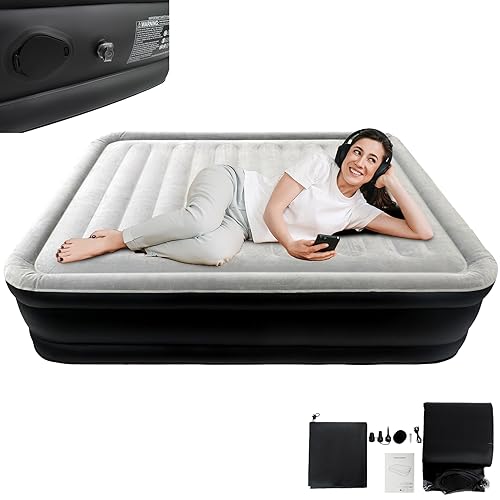 LARS360 Luftmatratze Selbstaufblasend Gästebett Aufblasbare Matratze mit Luftpumpe, 195 x 152 x 46 cm Geeignet für 2 Person, Luftbett inkl.Tragetasche für Camping/zu Hause, Bis 300kg Schwarz Grau LARS360 Luftmatratze Selbstaufblasend Gästebett Aufblasbare Matratze mit Luftpumpe, 195 x 152 x 46 cm Geeignet für 2 Person, Luftbett inkl.Tragetasche für Camping/zu Hause, Bis 300kg Schwarz Grau von LARS360