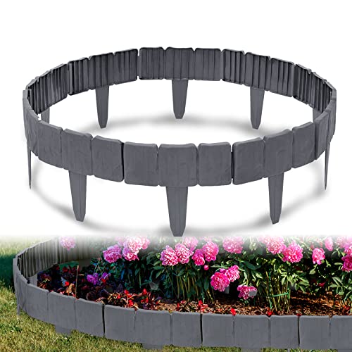 LARS360 Rasenkante Kunststoff 10m Beeteinfassung Steinoptik Gartenumrandung Palisade Beeteinfassung Gartenzaun Gartendeko 1 Element (L x H): 25 cm x 23 cm Anthrazit von LARS360