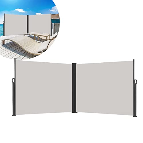 LARS360 Seitenmarkise Ausziehbar Sichtschutz Windschutz, Seitenwandmarkise Markisenstoff für Balkon und Terrasse, Seitenmarkise Balkon mit Bodenmontage, (180x600cm, Grau) von LARS360
