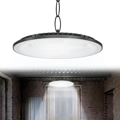 LARS360 UFO LED High Bay Light Hallenstrahler 200W Kaltweiß UFO LED Werkstattlampe Industrielampe IP65 Wasserdichte Deckenstrahler Garagenleuchte von LARS360