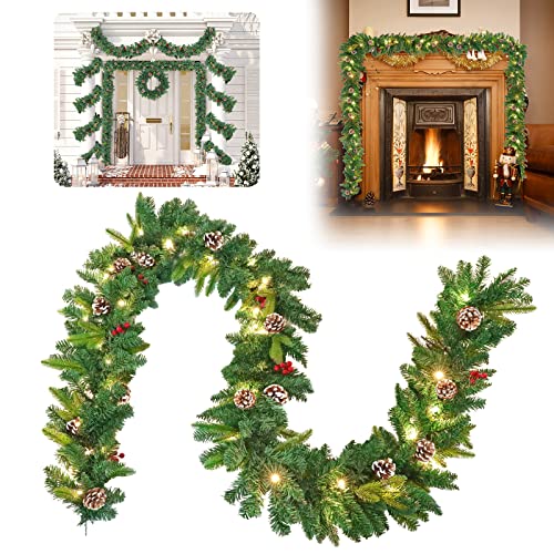 LARS360 Weihnachtsstock, Mit LED Leicht, Weihnachtsgirlande Rebe, Roten Beeren und Tannenzapfen deko, Künstlicher Weihnachtsstock, 300cm LARS360 Weihnachtsstock, Mit LED Leicht, Weihnachtsgirlande Rebe, Roten Beeren und Tannenzapfen deko, Künstlicher Weihnachtsstock, 300cm von LARS360