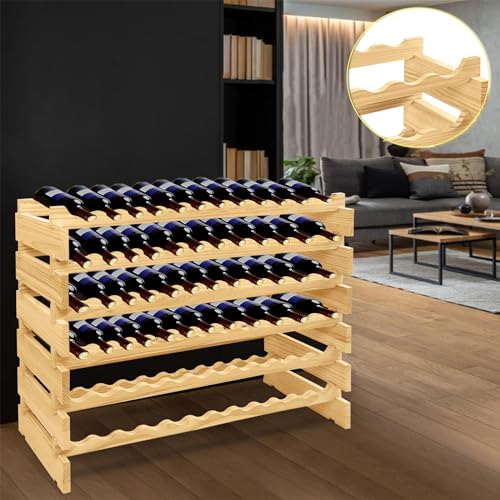 LARS360 Weinregal Holz Flaschenregal, Weinregal Stapelbar mit 6 Ebenen für 72 Flaschen, Weinregale Weinregal Holz Stehend, 87x28x118cm, für Bar, Küche, Esszimmer von LARS360