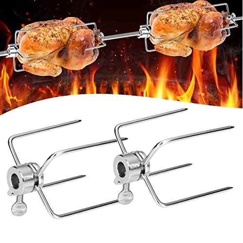 LASRS360 Fleischklammer Fleischnadeln Edelstahl Grillklammer Spießgabel Grillspieß Drehspiess mit Motor Edelstahl Grillspieß Set für grillspieß 10 mm und Kleiner Edelstahl Drehspieß (2 Stück) von LARS360