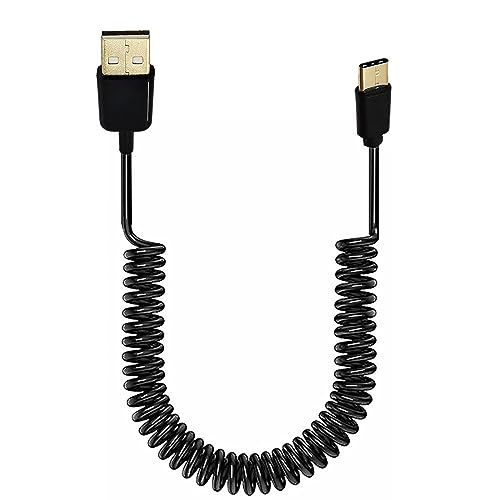 LARUISEE USB 3.1 Typ-C Stecker auf USB 2.0 Stecker Ladekabel Feder Datenkabel Typ C Ladegerät für Telefon Tablets einziehbares Kabel Feder einziehbares Datenkabel von LARUISEE