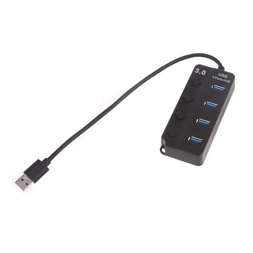 LARUISEE USB Stecker auf 4 USB 3.0 Buchsen Kabel Adapter Splitter Dongle Cord Konverter Connector Multi Hub mit Schaltern für Computer Leder Schwarz von LARUISEE