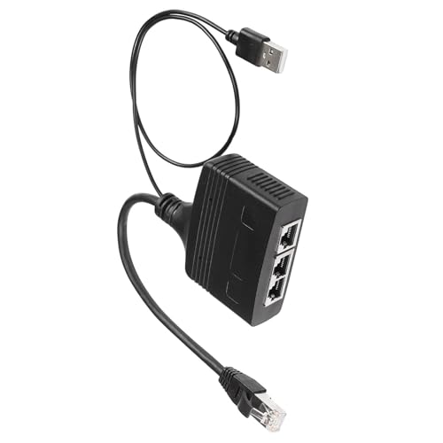RJ45 Ethernet-Splitter, 1 auf 3 Ausgänge, 100 Mbps, Netzwerk-Splitter mit USB-Stromkabel, LAN-Internet-Splitter, Verbindungskabel, Adapter, Datenübertragungsadapter von LARUISEE