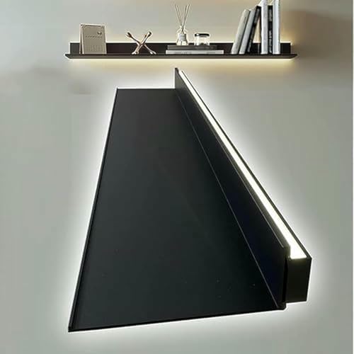 LASDERTV LED-Schwimmende Regale Heavy-Duty Metall Wand-Mounted Display Regal Für Pflanzen- Und Buchaufbewahrung, Beleuchtet Design Für Bar Und Badezimmer Gebrauch von LASDERTV