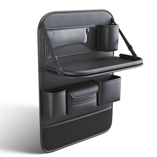 LASEFD Autositz Organizer Für BMW i3 i3s i3-S iX, Rückenlehnenschutz, Organizer Rücksitz mit Faltbarem Auto Esstisch Durchsichtigem Tablethalter von LASEFD