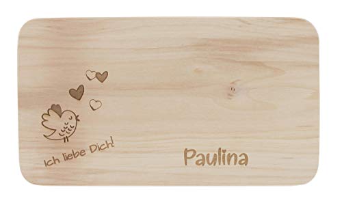 LASERHELD | Brotzeitbrett Holz mit Gravur “Ich liebe Dich” | 22 x 12 cm | Frühstücksbrettchen Holz Schneidebrett Jausenbrett | Geschenk zum Jahrestag für Paare von LASERHELD