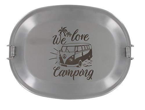 LASERHELD Vesperdose Brotzeitdose Jausendose aus Edelstahl mit Gravur We Love Camping - Geschenkidee für Camper von LASERHELD