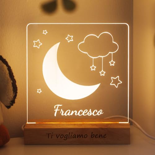 LASERO' Personalisiertes Nachtlicht für Mädchen Junge - Nachttischlampe Personalisierte Geschenke Baby Zur Geburt Taufe von LASERO'