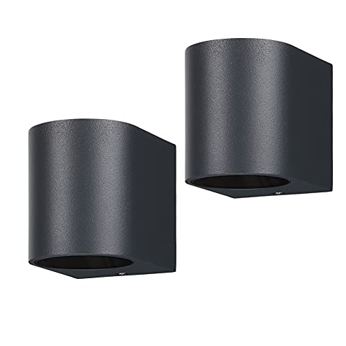 LASIDE 2er Set Aussenleuchte Aussenlampe Wand Rund, GU10 Anthrazit Aluminium Down Außenlampe Außenleuchte, IP44 Spritzwassergeschützt Wandlampe Wandleuchte Lampe Aussen Außen Leuchte für Garten LASIDE 2er Set Aussenleuchte Aussenlampe Wand Rund, GU10 Anthrazit Aluminium Down Außenlampe Außenleuchte, IP44 Spritzwassergeschützt Wandlampe Wandleuchte Lampe Aussen Außen Leuchte für Garten von LASIDE