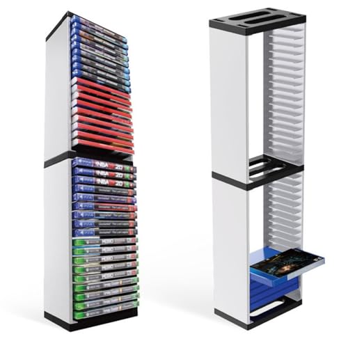 LASIEYO Video Spiel Disc Regal, Universal Game Storage Tower für PS5, Game Disc Box Storage Rack Holder für PS5 Storage Regal halten 36pcs Game Discs für PS4, PS5, Xbox One, Xbox Series X/S von LASIEYO