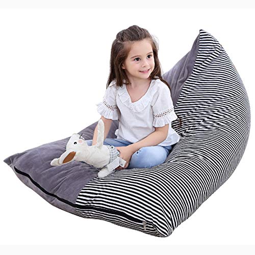 LASIEYO Kuscheltier Aufbewahrung, Sitzsack Kinderzimmer Stofftier Aufbewahrungssack 200L extra große Tasche Streifen Stuhl Sofa für Kinder (Nur Tasche, Kein Füller) von LASIEYO