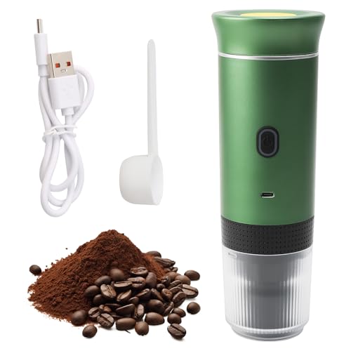 LASIEYO Tragbare Akku Kaffeemaschine, 12V Espressomaschine, Auto Kleine Tragbare Kaffeemaschine, Kompatibel mit NS-Kapseln und gemahlenem Kaffee, 60ml, Grün LASIEYO Tragbare Akku Kaffeemaschine, 12V Espressomaschine, Auto Kleine Tragbare Kaffeemaschine, Kompatibel mit NS-Kapseln und gemahlenem Kaffee, 60ml, Grün von LASIEYO