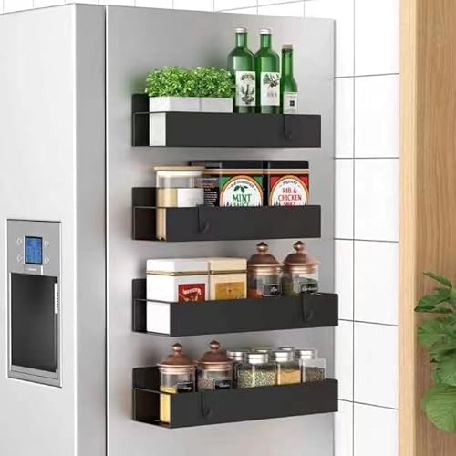Magnetisches Gewürzregal für Kühlschrank, 4 Stück Magnete Regal Hängende Magnete Gewürzhalter, Ohne Bohre Gewürzregal Magnetisch für Küchenorganisation Magnetisches Gewürzregal für Kühlschrank, 4 Stück Magnete Regal Hängende Magnete Gewürzhalter, Ohne Bohre Gewürzregal Magnetisch für Küchenorganisation von LASIEYO