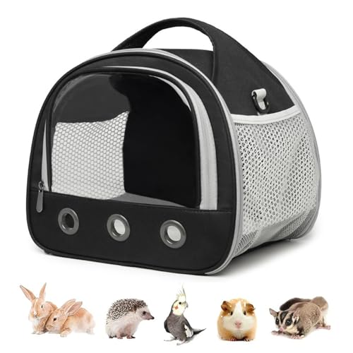 Transportbox Meerschweinchen, Kleintier Tragetasche Tragbarer Transportkäfig mit transparentem Fenster, Transportbox für Vogel Ratte Meerschweinchen Eichhörnchen von LASIEYO