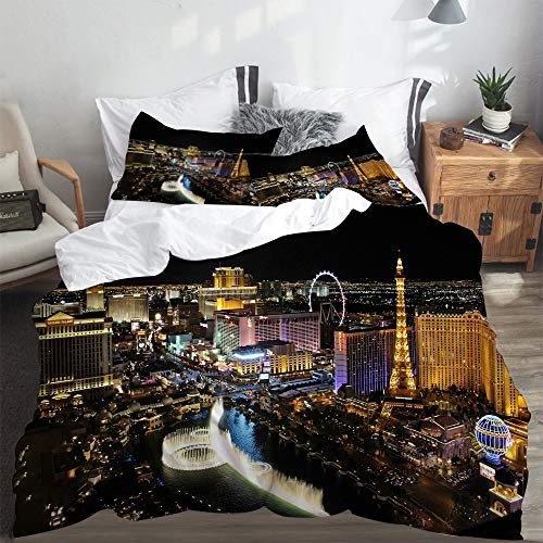 LASINSU Bedding Bettwäsche,Las Vegas Nightscape，Bettwäsche 135x200cm mit Kopfkissenbezug 2（50x80cm） von LASINSU