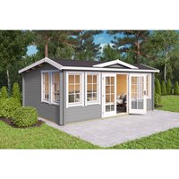 LASITA MAJA Blockbohlenhaus »Balmoral«, BxHxT: 570 x 239,4 x 421,3 cm (Außenmaß inkl. Dachüberstand), grau von LASITA MAJA