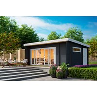 LASITA MAJA Blockbohlenhaus »Java«, BxHxT: 348 x 256,5 x 470 cm (Außenmaß inkl. Dachüberstand), grau von LASITA MAJA