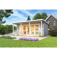 LASITA MAJA Blockbohlenhaus »Liverpool«, BxHxT: 580 x 239,4 x 430 cm (Außenmaß inkl. Dachüberstand), grau von LASITA MAJA