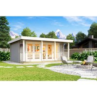 LASITA MAJA Blockbohlenhaus »Liverpool«, BxHxT: 610 x 236 x 460 cm (Außenmaß inkl. Dachüberstand), grau von LASITA MAJA