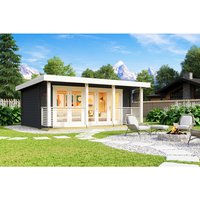 LASITA MAJA Blockbohlenhaus »Liverpool«, BxHxT: 610 x 236 x 460 cm (Außenmaß inkl. Dachüberstand), grau von LASITA MAJA