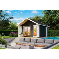 LASITA MAJA Blockbohlenhaus »Murano«, BxHxT: 448,5 x 330,6 x 520 cm (Außenmaß inkl. Dachüberstand), grau von LASITA MAJA