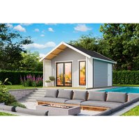 LASITA MAJA Blockbohlenhaus »Murano«, BxHxT: 448,5 x 330,6 x 520 cm (Außenmaß inkl. Dachüberstand), grau von LASITA MAJA