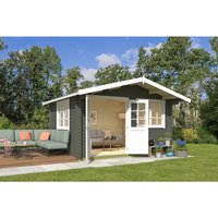 LASITA MAJA Blockbohlenhaus »Norderney«, BxHxT: 444,6 x 256,5 x 390 cm (Außenmaß inkl. Dachüberstand), grün - gruen von LASITA MAJA