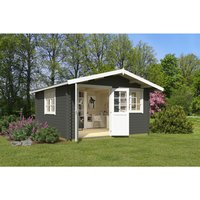 LASITA MAJA Blockbohlenhaus »Norderney«, BxHxT: 444,6 x 256,5 x 480 cm (Außenmaß inkl. Dachüberstand), grün - gruen von LASITA MAJA