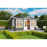 LASITA MAJA Blockbohlenhaus »Windsor«, BxHxT: 440 x 239,4 x 340,2 cm (Außenmaß inkl. Dachüberstand), grün - gruen von LASITA MAJA