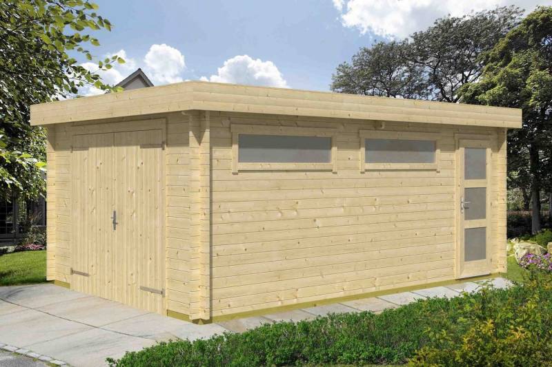 LASITA MAJA Garage Holzgarage Canberra 44 mit Tor schwedenrot, Einzelgarage aus Holz mit Premium Dachbahn von LASITA MAJA
